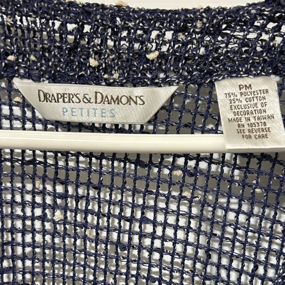 Draper's & Damon's blue open knit cardigan short sleeve Size medium Petite - Picture 2 of 3